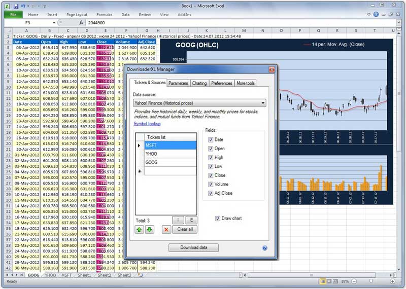 DownloaderXL Pro is an add-in for MS Excel 2010 or higher, designed to help you download securities